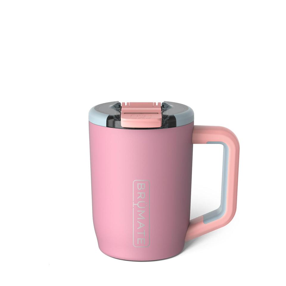 BrüMate Müv 15oz with OctaLock lid showing secure leak-proof sipping positions.
