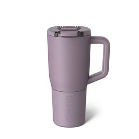 BrüMate Müv 25oz mug with lid in Lilac Dusk showing secure lid lock position.