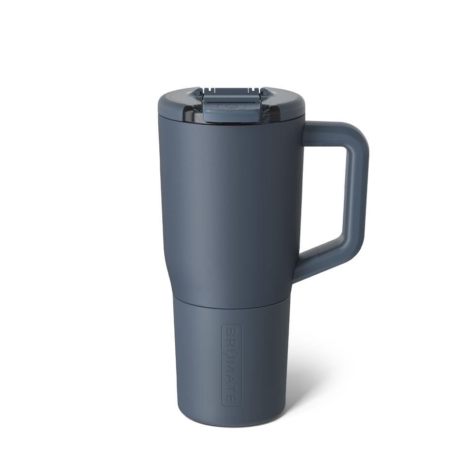 BrüMate Müv 25oz nightfall blue mug with leak-proof lid for travel.