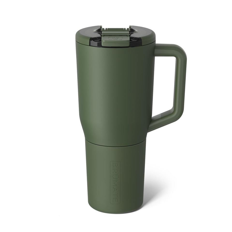 BrüMate Müv 35oz lid locked for leakproof sipping on the go.