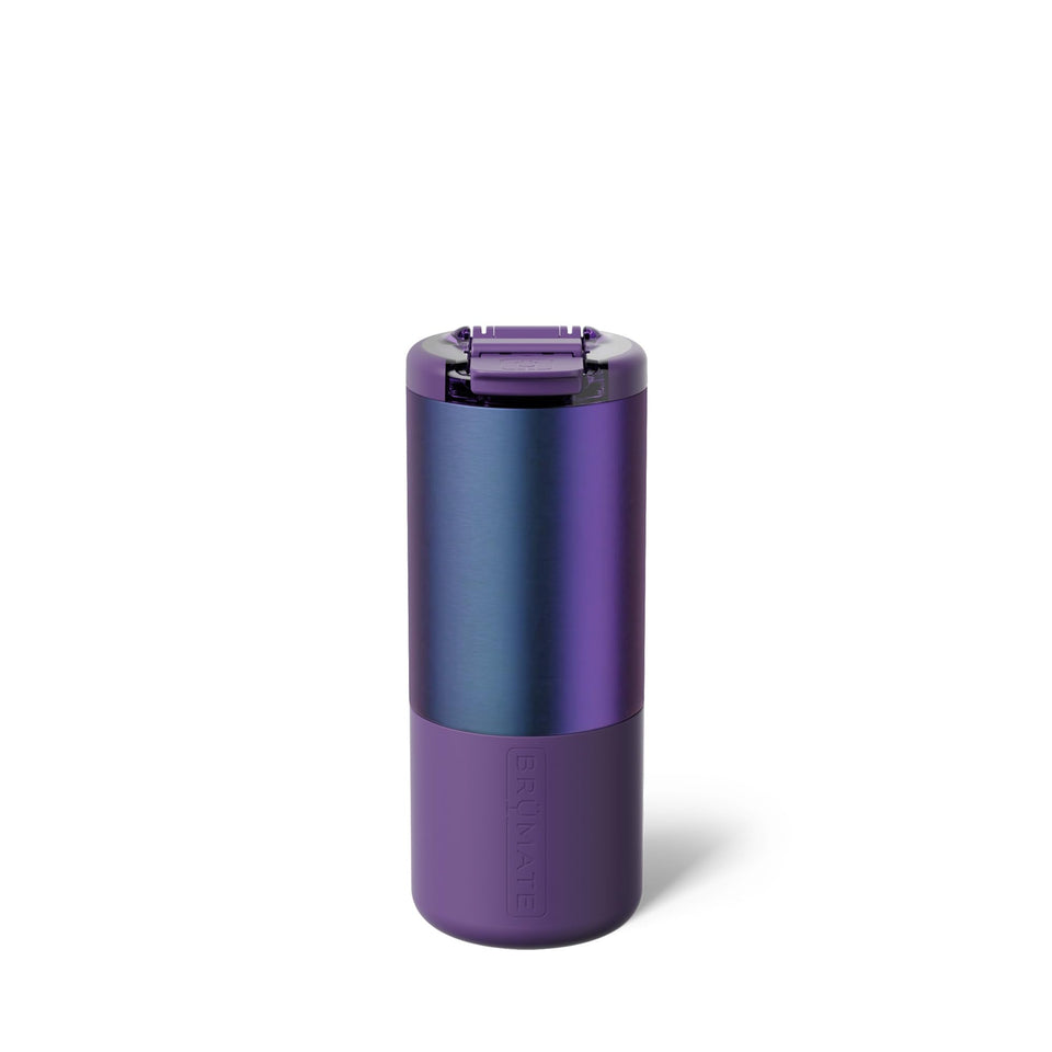 BrüMate Strova 18oz mug with MagFlip lid for leakproof sipping on the go.