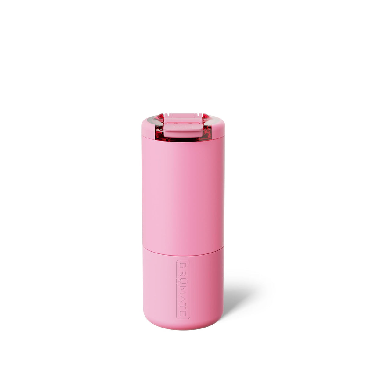 BrüMate Strova 18oz leakproof lid keeps drinks secure while traveling.