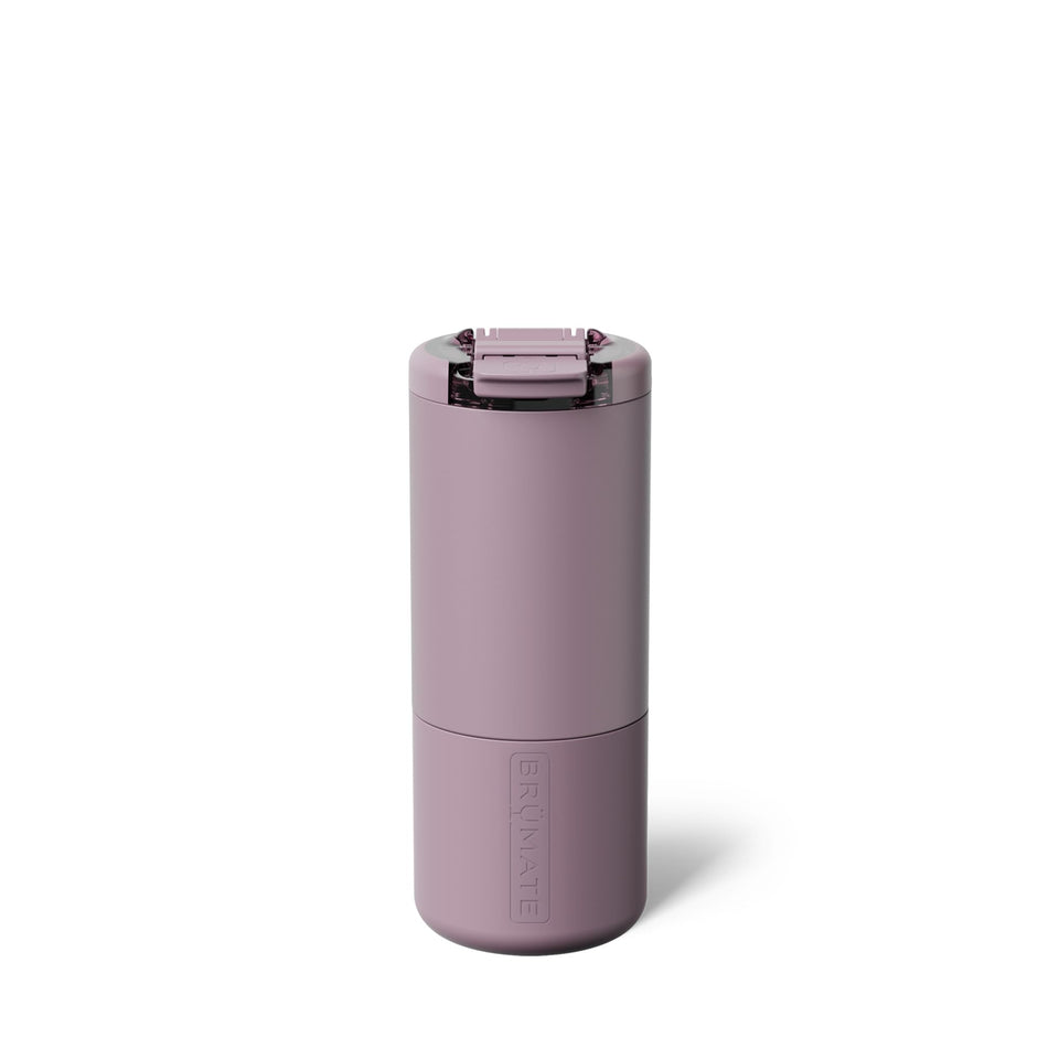BrüMate Strova 18oz lilac dusk mug with leakproof lid for travel.