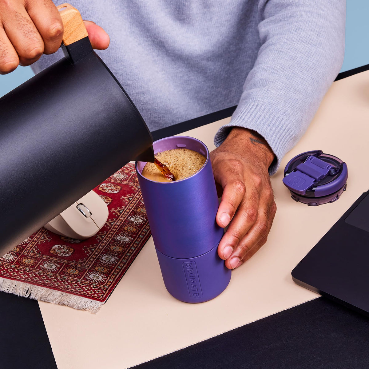 BrüMate Strova travel mug fits standard cup holders for on-the-go sipping