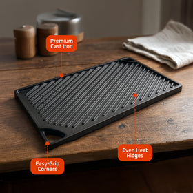 Bruntmor grill plate on stovetop demonstrates even heat distribution.