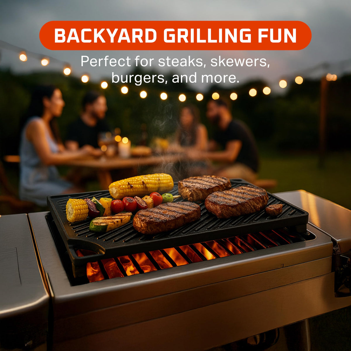 Bruntmor grill plate reverse side shows dual surface for searing and grilling.