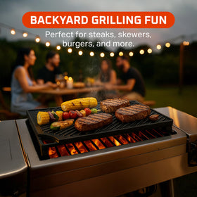 Bruntmor grill plate reverse side shows dual surface for searing and grilling.