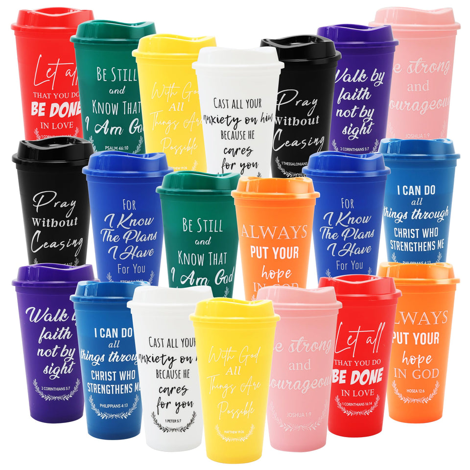 Brvcdh 20-pack Christian coffee mugs with lids for daily use.