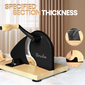 Brvclon bread slicer side view highlights compact footprint on the counter.