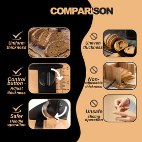 Brvclon bread slicer stainless-blade features a replaceable, clean cutting edge.