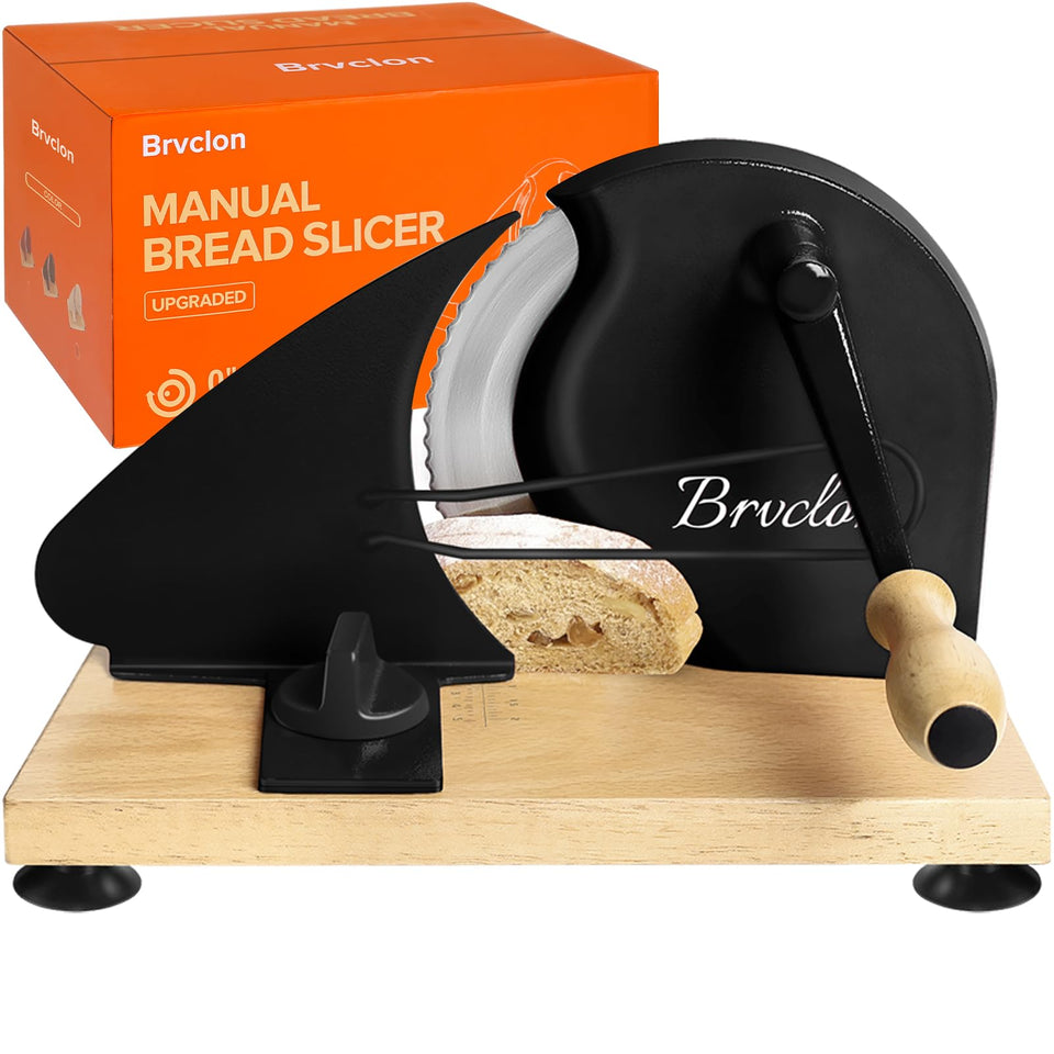 Brvclon manual bread slicer base provides a sturdy foundation for consistent slices.