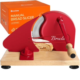 Brvclon manual bread slicer base with solid wood construction for stable slicing.