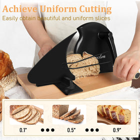 Brvclon manual bread slicer crank handle enables smooth, controlled slicing.
