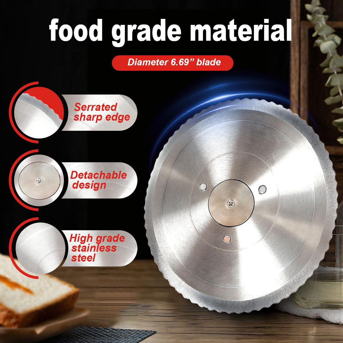 Brvclon bread slicer with replaceable blade for easy maintenance.