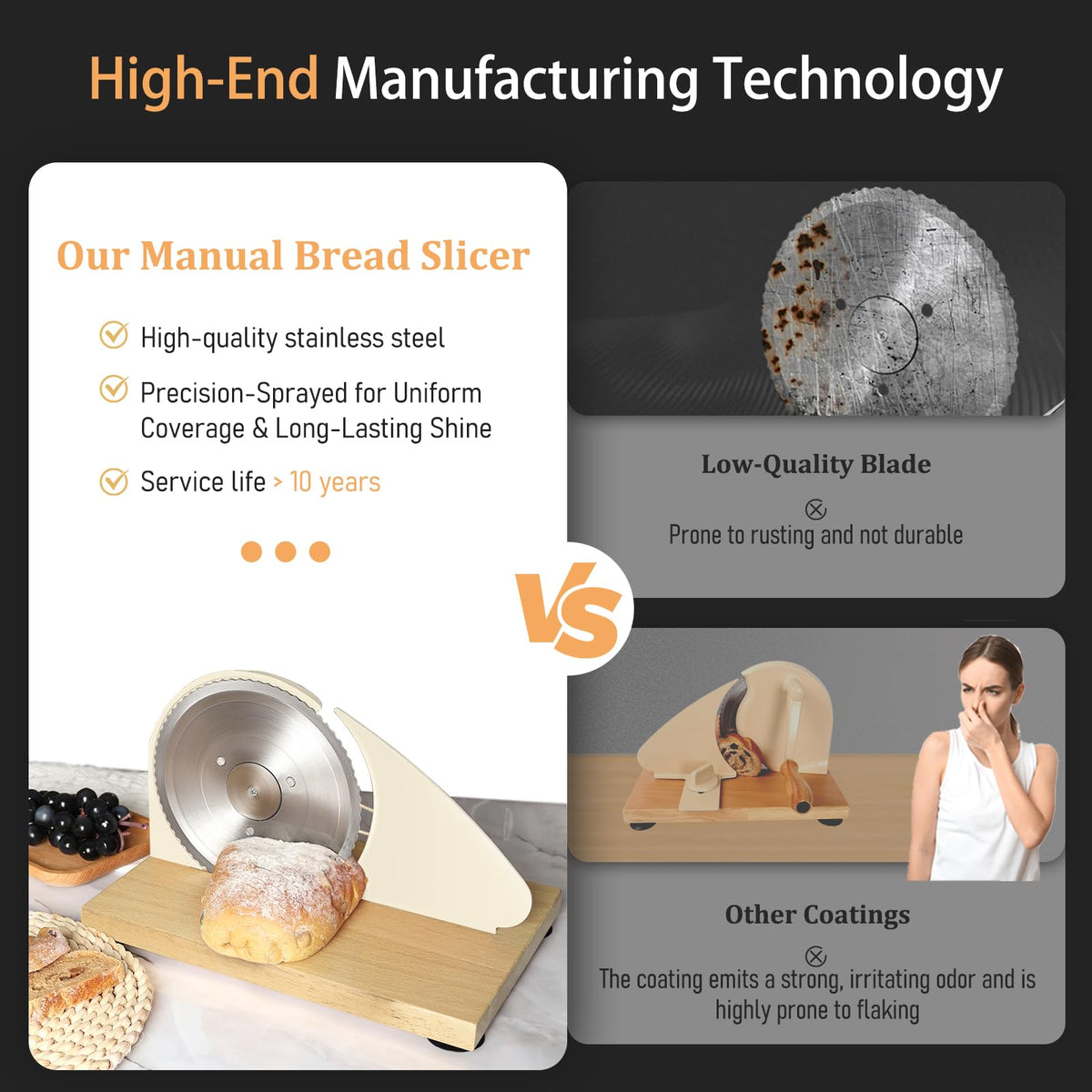 Brvclon slicer with replaceable blade for easy maintenance.