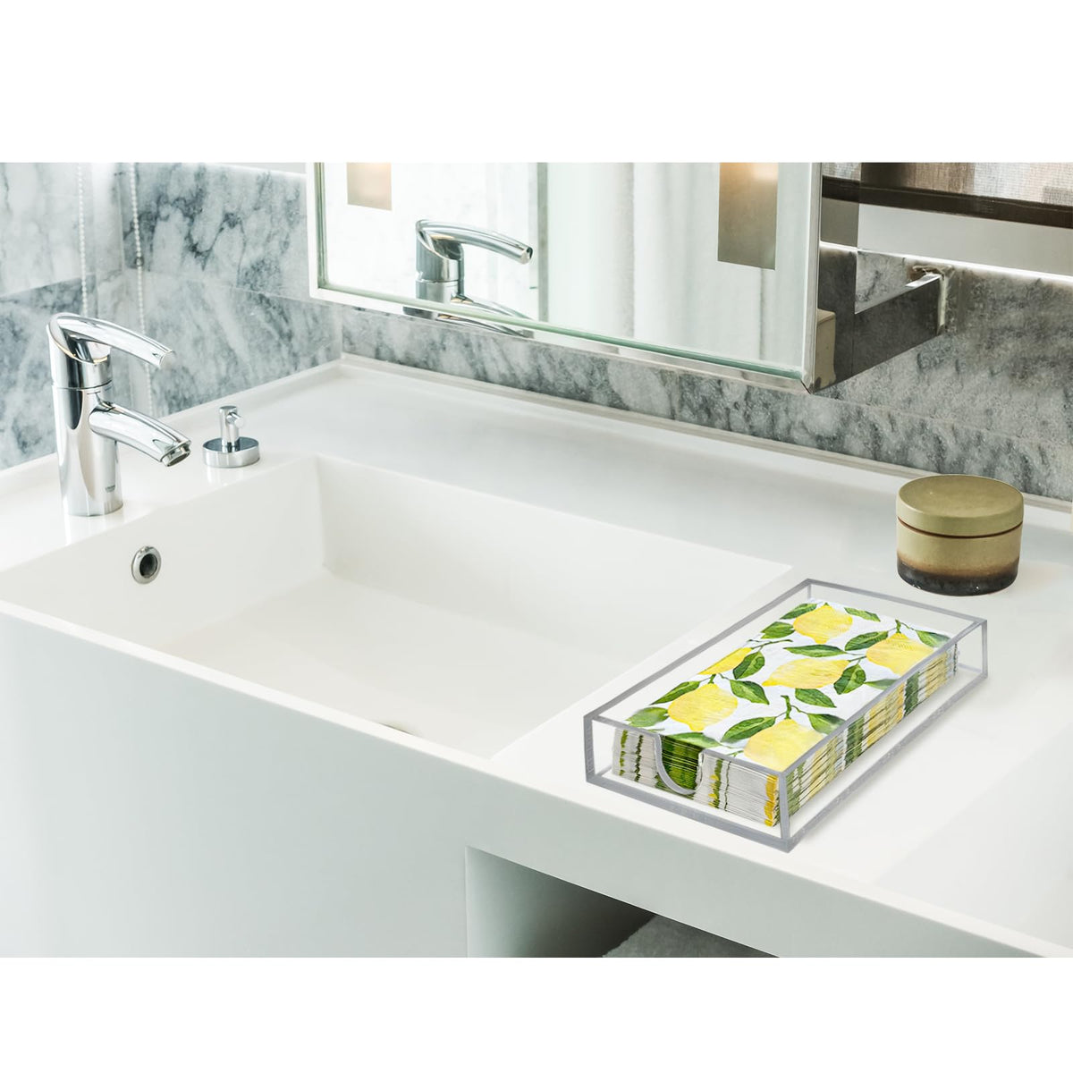 Bryantye 2-pack clear napkin holder on a dining table setup for clean service.