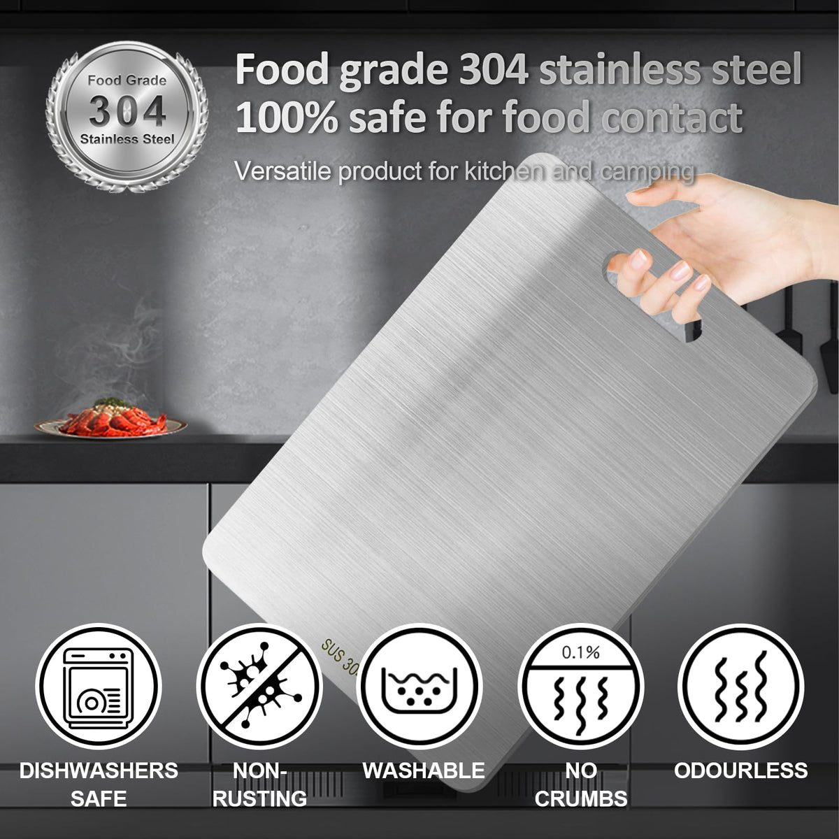 BSDLZCH large cutting board top view, spacious prep for fruits and meat.