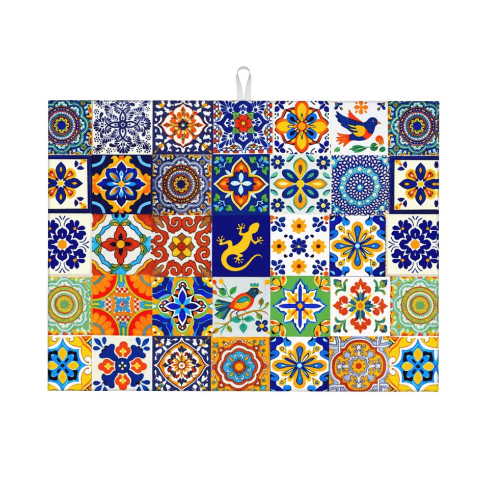 Bshuey Mexican Tilt drying mat top view shows ultra-absorbent surface
