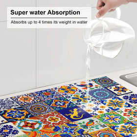 Bshuey Mexican Tilt drying mat under pet drinking bowl keeps floors dry
