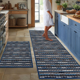 BSICPRO kitchen rug set 22x59 Navy with non-slip backing for safer standing