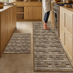 BSICPRO kitchen rug runner 24x70 in brown with cushioned support for busy kitchen tasks