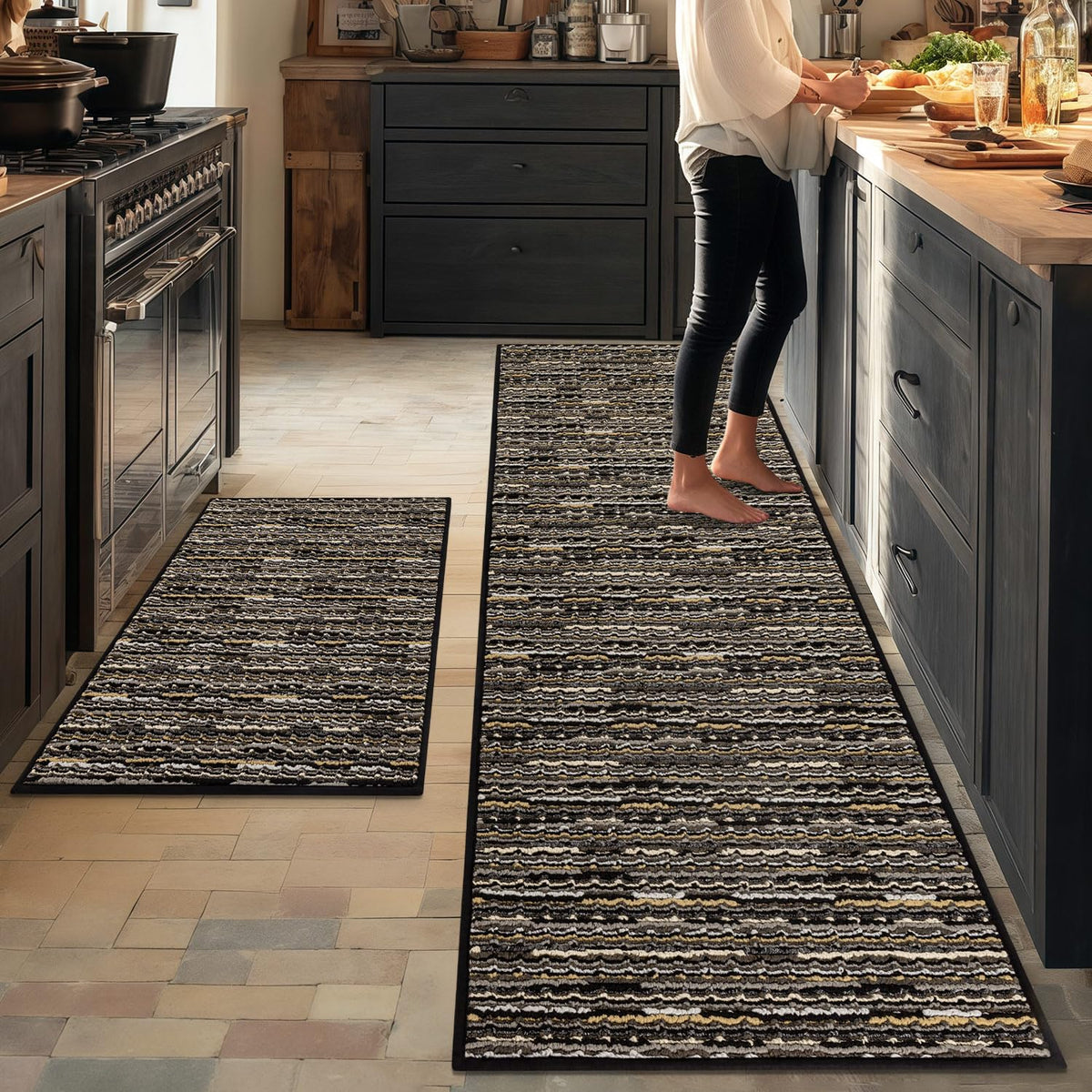 BSICPRO kitchen rug set 24x70 runner with vintage design for extended standing comfort.
