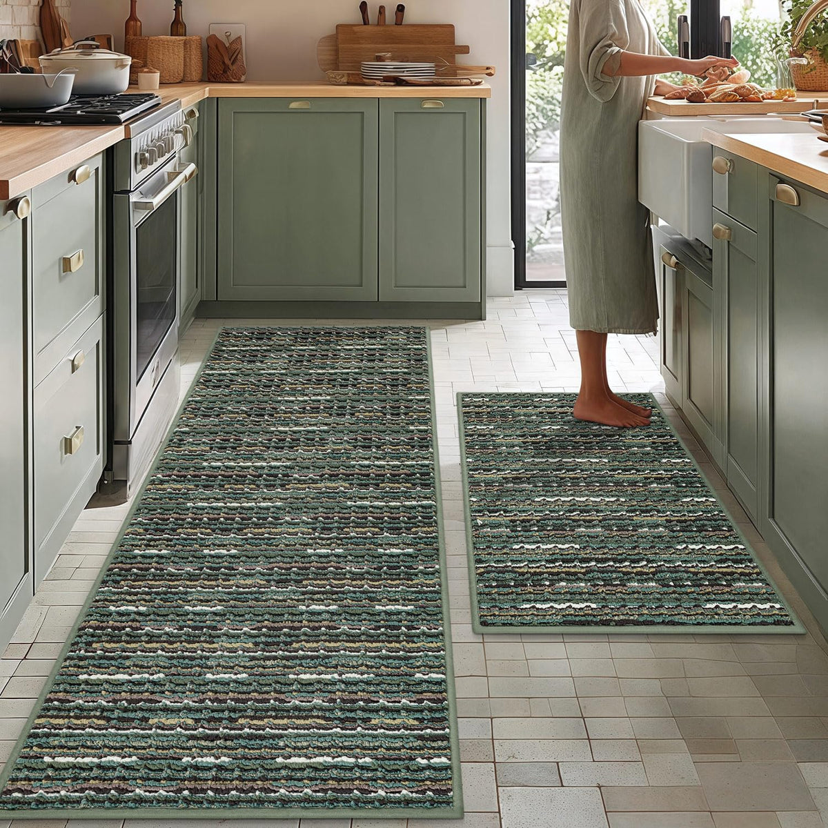 BSICPRO kitchen rug set runner 22x59 non-slip for safer cooking