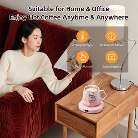 Bsigo ceramic mug with 4-temp control sits on the heating plate.