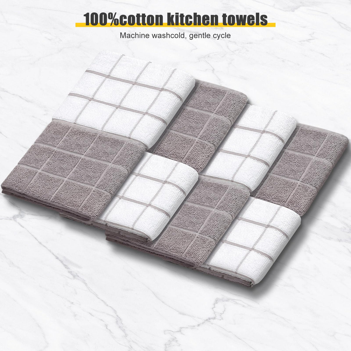 BSKSSK kitchen towels with waffle weave that absorb moisture quickly.
