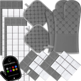 BSKSSK oven mitts with heat resistant grip for safe handling of hot cookware.