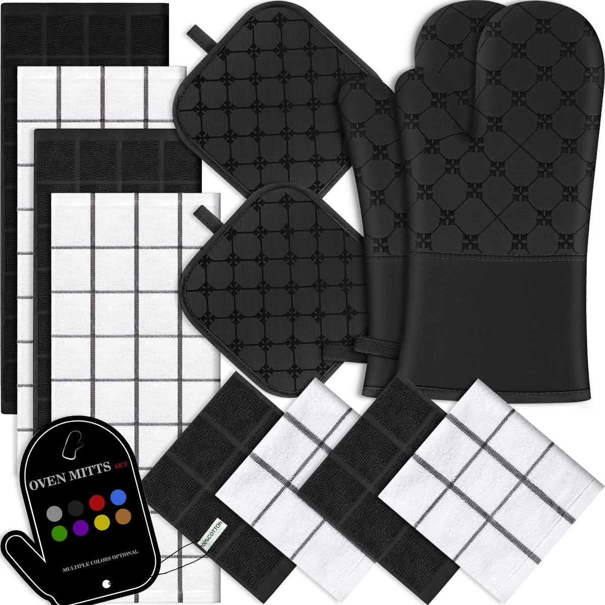 BSKSSK oven mitts with heat-resistant grip for safe pan handling