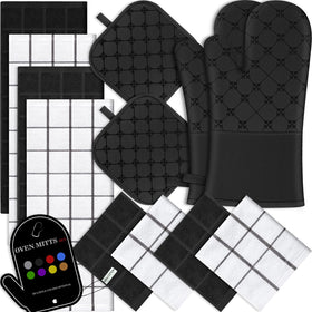 BSKSSK oven mitts with heat-resistant grip for safe pan handling