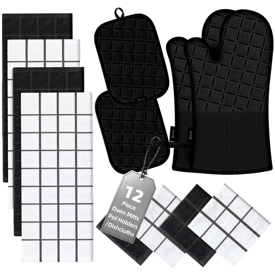 BSKSSK oven mitts set close-up showing heat insulation for safe cooking