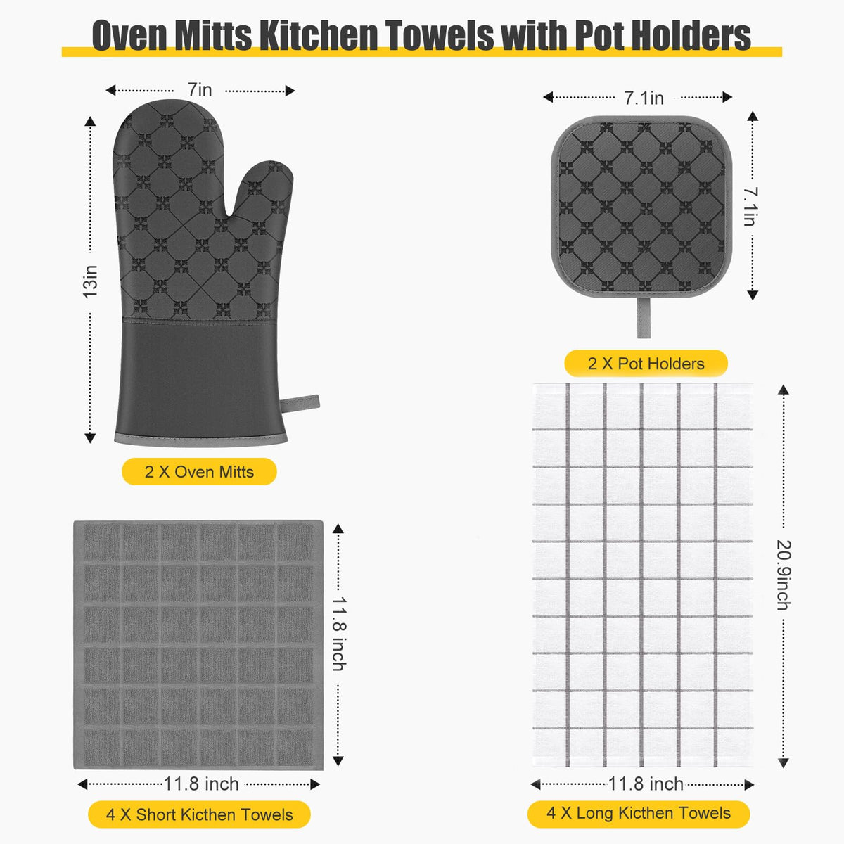 BSKSSK pot holders with non-slip silicone surface for a secure grip on hot pots.