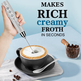Ergonomic handle ensures comfortable grip during quick frothing.