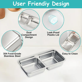 BSTUR 304 stainless steel container, dishwasher safe and easy to clean.