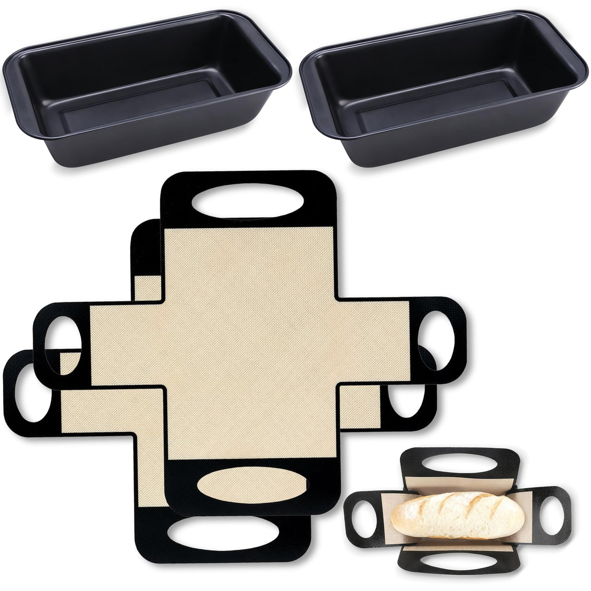 BSTUR 9x5 loaf pan set with silicone liners for easy release