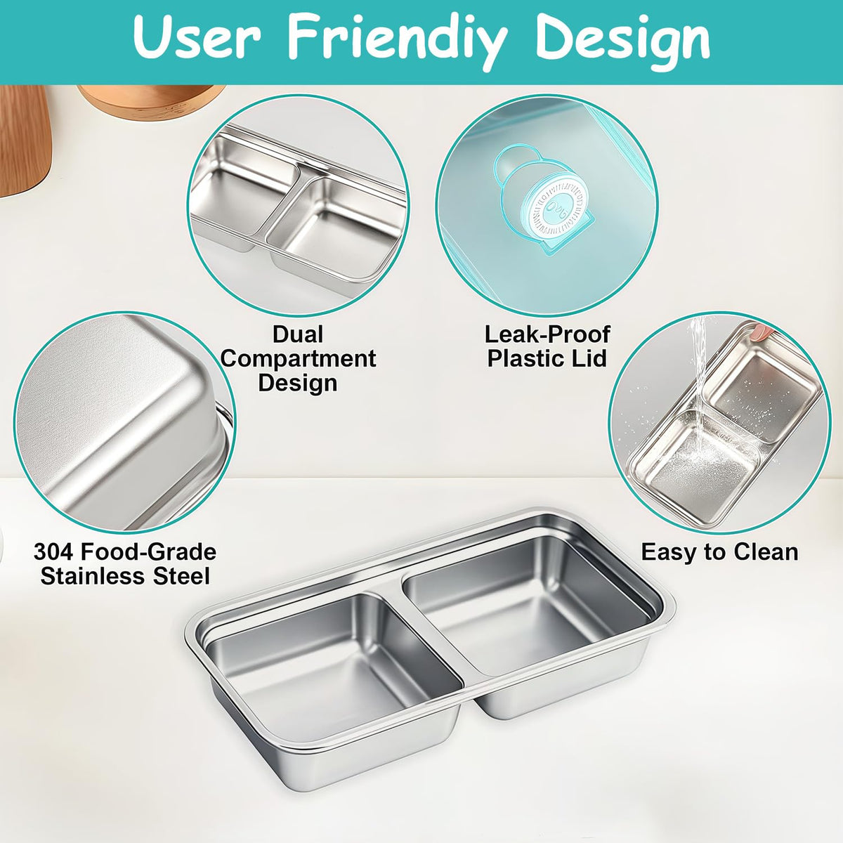 BSTUR stainless steel snack box dishwasher safe for effortless cleaning
