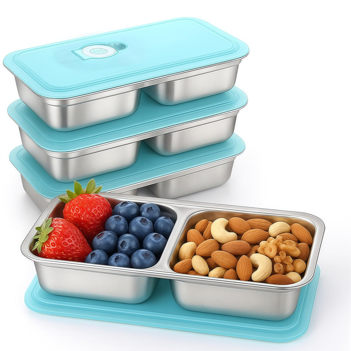 BSTUR bento box two compartments closed, sturdy stainless steel for organized meals