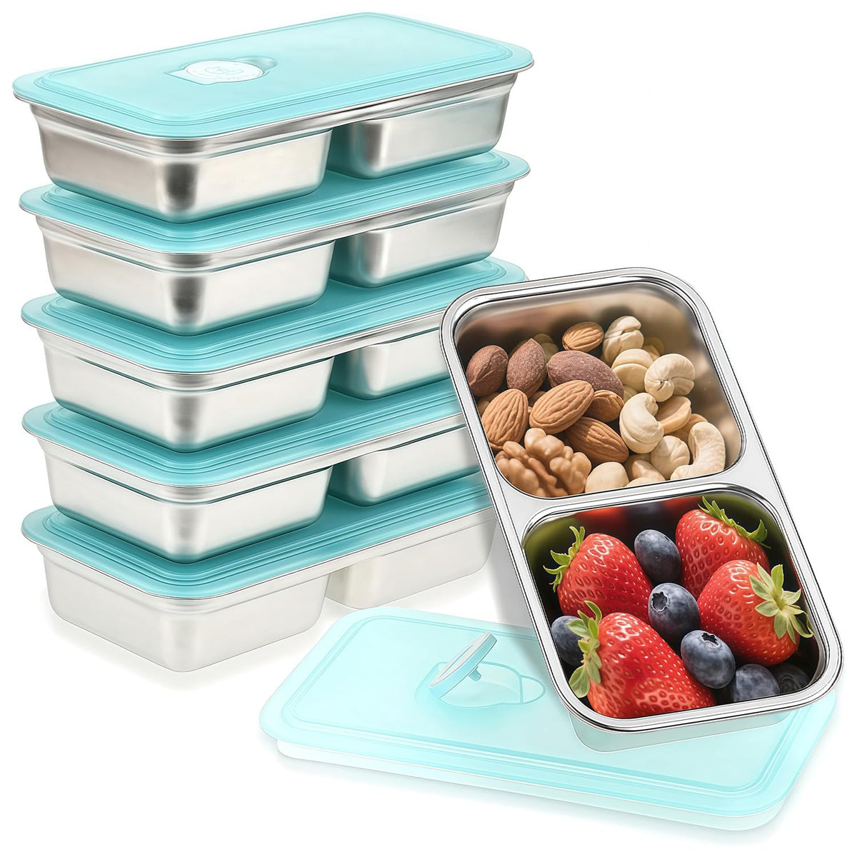 BSTUR stainless steel snack container 6-pack in durable finish for on-the-go snacking
