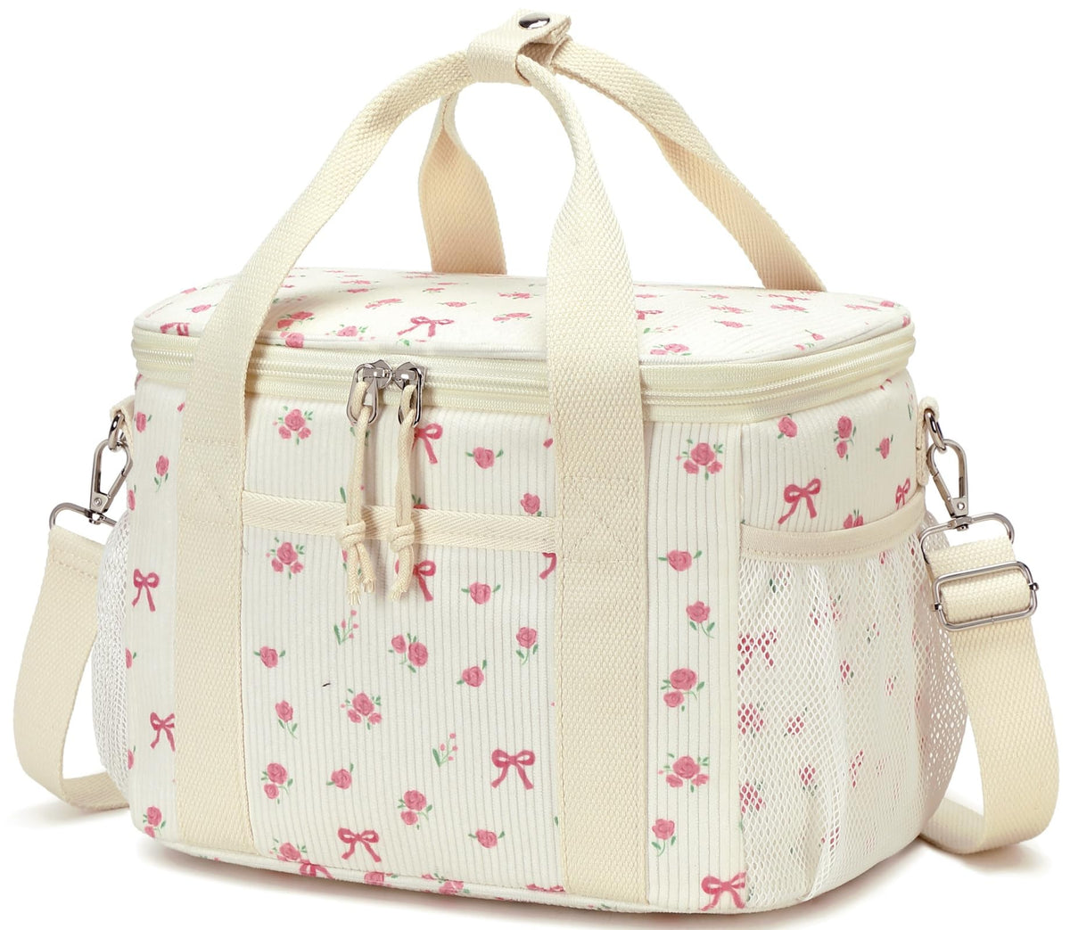 BTOOP insulated lunch bag pink bow floral keeps meals fresh for daily use