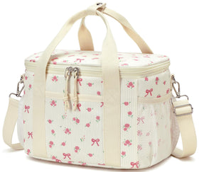 BTOOP insulated lunch bag pink bow floral keeps meals fresh for daily use
