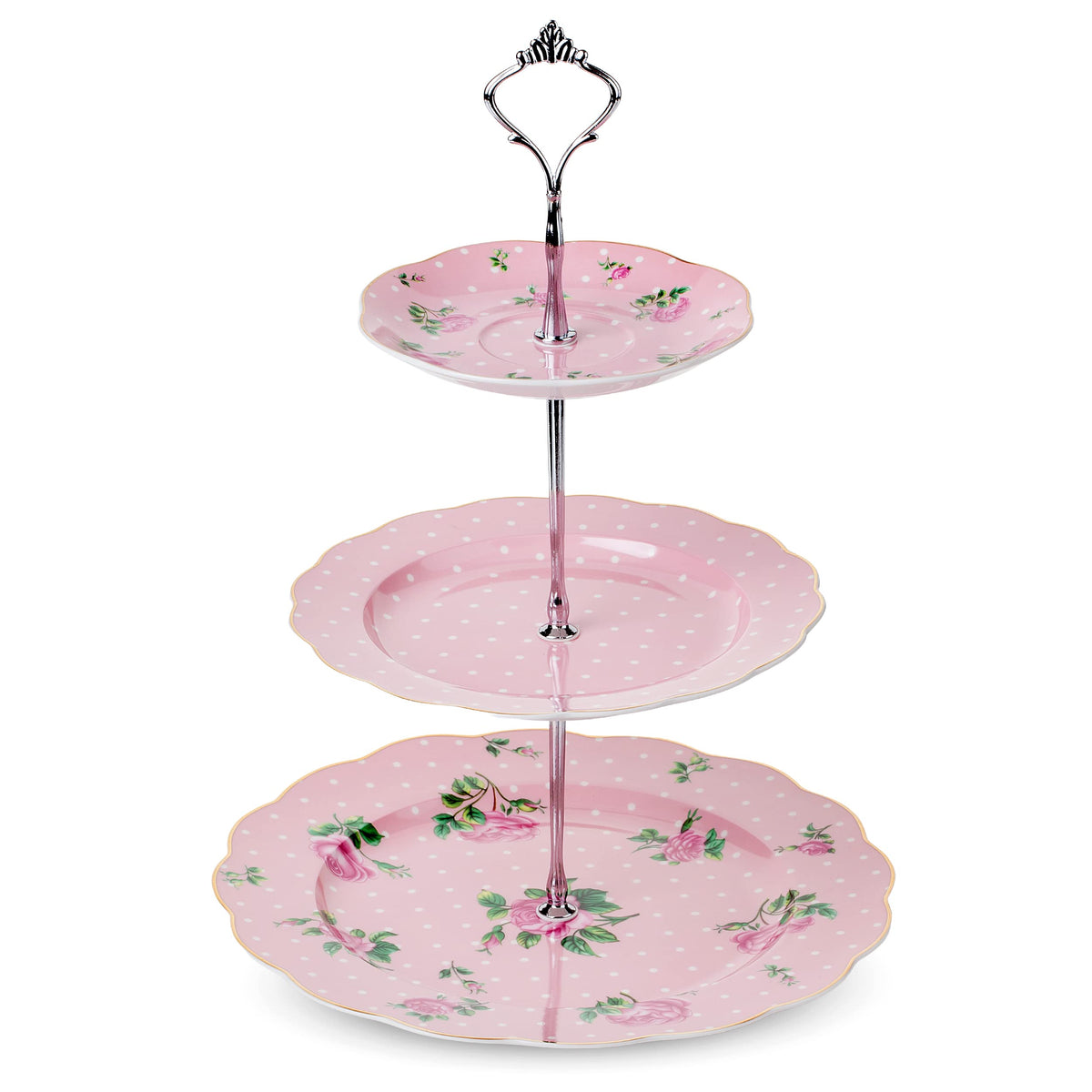 BTaT Floral 3-Tier Cake Stand porcelain display for desserts with durable construction