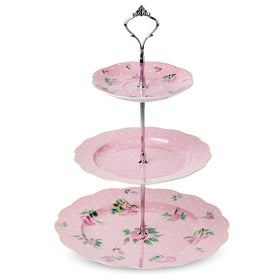 BTaT Floral 3-Tier Cake Stand porcelain display for desserts with durable construction