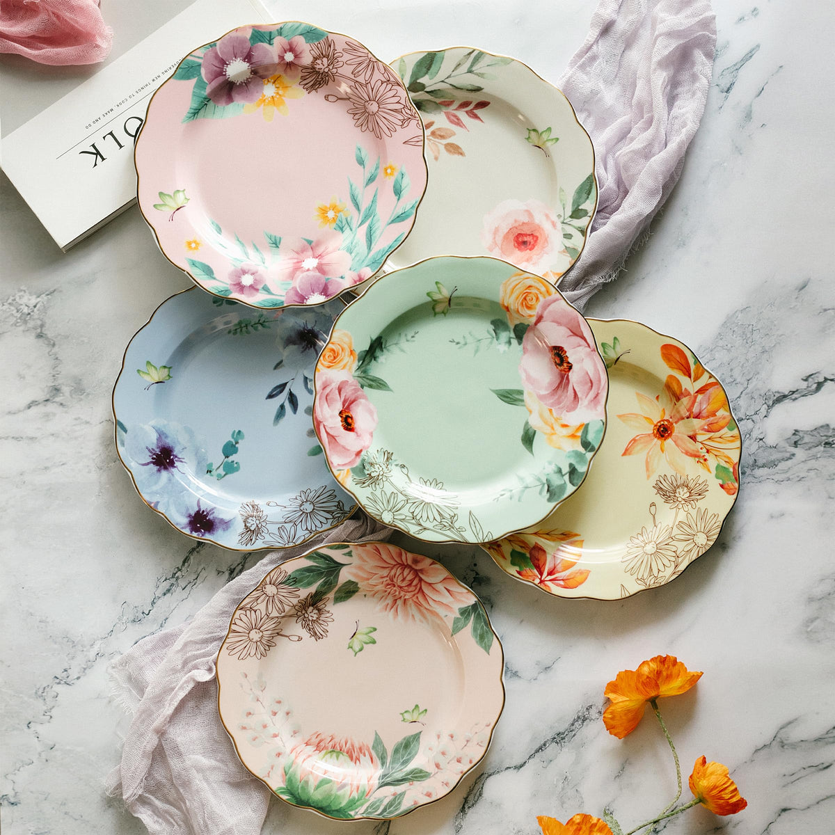 BTaT daisies-design porcelain plate for spring gatherings