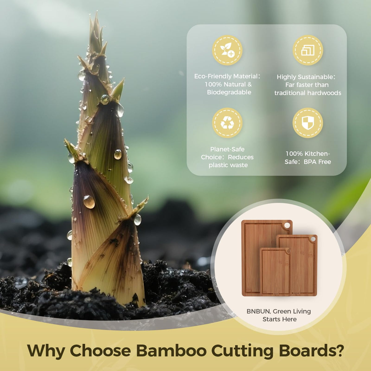 BTHW bamboo cutting board dual-sided design for versatile prep
