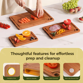BTHW bamboo cutting board with side handles for easy lifting