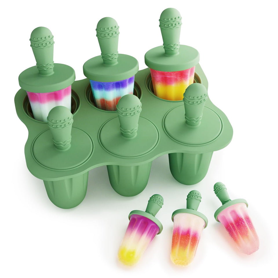 btrfe silicone popsicle molds six-cavity green for toddler treats