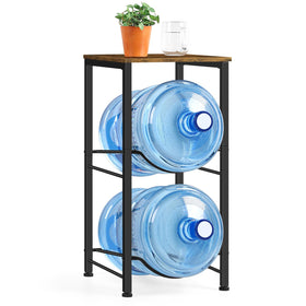 BTY brown heavy-duty 5 gallon bottle holder top shelf showing sturdy storage