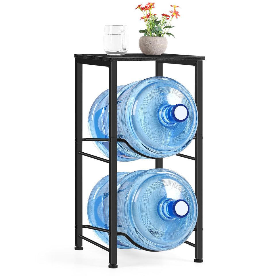 BTY water jug holder front view shows sturdy 2-tier design for organized storage